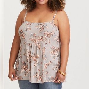 Torrid Walnut Floral Gauze Cami Tank Top Size 3